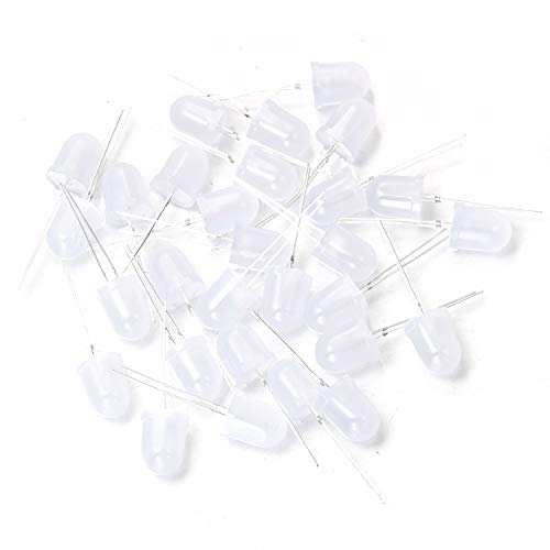 CHANZON 50 pcs 10mm Blue Diffused LED Diode Lights (DC 3V 20mA) - color: D) White-blue (50pcs)