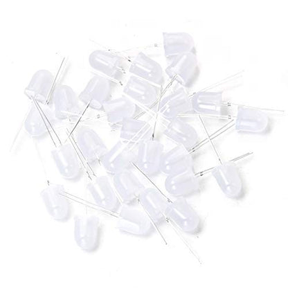 CHANZON 50 pcs 10mm Blue Diffused LED Diode Lights (DC 3V 20mA) - color: D) White-blue (50pcs)