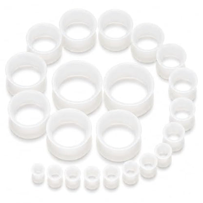 Oyaface 20 PCS Piercing Tunnel Set Soft/Hard Silicone Flesh Ear Plugs 2g-25mm Flexible Ear Stretching Gauge Expander - color: Glow in Dark(thin)