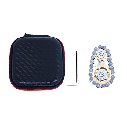 Fidget Spinner, Sprocket Linkage Bike Chain Spinner Design 2 Gears Figity Spin Finger Games, Metal Stainless Steel Durable Mechanics, Premium Figit Toy - Gold - color: Gold