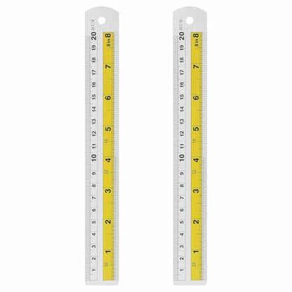 HARFINGTON 2pcs Metal Straight Ruler 20cm Metric SAE Aluminum Alloy Measuring Rulers Scale Tool with Hole for Measure Study Reading Classroom Office, Yellow - color: Yellow, size: 20cm