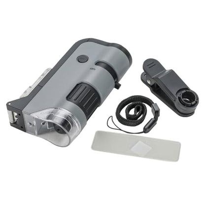Carson MicroFlip 100x-250x, LED UV Pocket Microscope with Smartphone Clip, STEM Education (MP-250) - style: Single Pack