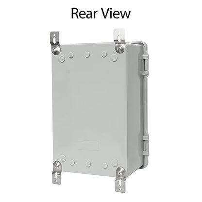 Junction Box IP65 Waterproof Electrical Box Outdoor ABS Plastic Project Box Hinged Shell Universal Enclosure Box with Mounting Plate, Wall Brackets, Cable Glands 11.4" x 7.5" x 5.5" - color: Grey, size: 11.4" x 7.5" x 5.5"
