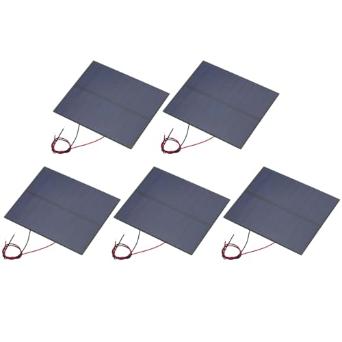 MECCANIXITY 5 Pcs 5V 1.15W 230mA Mini Solar Panels, Small Polycrystalline Solar Cell Panel with 2 Cable for DIY Electric Toy Materials Kits Charger, 100.8mm x 82.5mm - style: 5V 1.15W 230mA