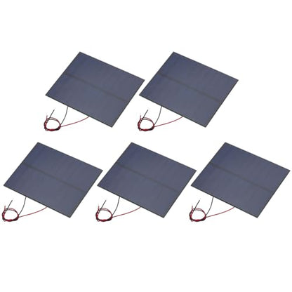 MECCANIXITY 5 Pcs 5V 1.15W 230mA Mini Solar Panels, Small Polycrystalline Solar Cell Panel with 2 Cable for DIY Electric Toy Materials Kits Charger, 100.8mm x 82.5mm - style: 5V 1.15W 230mA