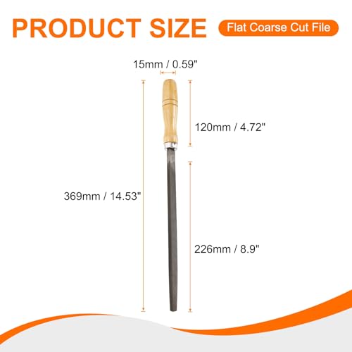 HARFINGTON Triangle Medium Teeth Cut File 10" Double Cut Teeth High Carbon Steel Hand Rasp File Wood Handle for Metal Wood Deburring Removing - size: 10", style: Medium