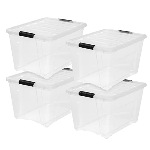 IRIS USA 3-Drawer Rolling Storage Cart, Black/Clear - size: 54 Qt, style: 4 Pack