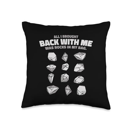 Best Rocks And Minerals Kit Guide Collection Gifts All Brought Back was Rocks in My Bag Mineral Collector Throw Pillow, 16x16, Multicolor - size: 16x16