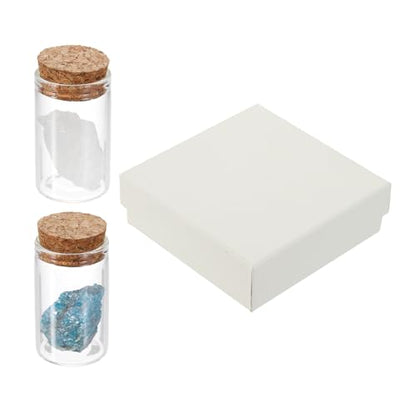uxcell 2Pcs Crystal Gemstone Bottles, Natural Crystal Stone Bulk with Glass Display Jar Mini Stuff Collectible Adornments for Home Office Centerpiece Collection Gift, White/Blue Grey - color: White/Blue Grey