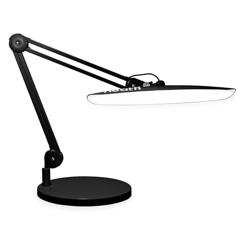 Neatfi XL 2200 Lumens 24W LED Desk Lamp - 4-Level Dimmable Task Light | Home Office, Crafts & Workbench | 20-Inch Wide Head (Black, Non-CCT with Base) - color: Black, size: Non-CCT with Base