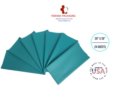 Teal Tissue Paper Squares, Bulk 24 Sheets, Premium Gift Wrap and Art Supplies for Birthdays, Holidays, or Presents by Feronia packaging, Large 20 Inch x 26 Inch - color: Teal