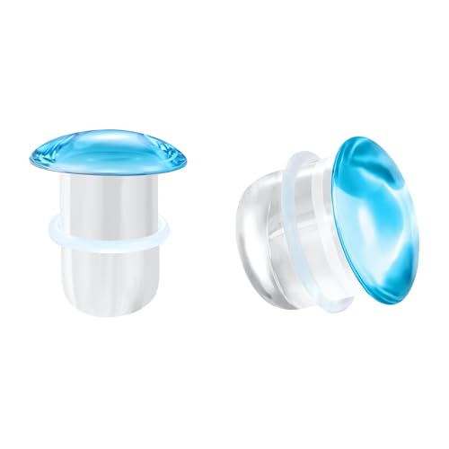 Glass Ear Stretching Kit Single Flare Plugs & Rubber Rings Unique 1mm Increments 3mm-25mm Gradual Sizing Smooth Glass Gauges for Daily Wear Earring Expander Stretcher Piercing Body Jewelry 2Pc - color: Blue, size: 20mm