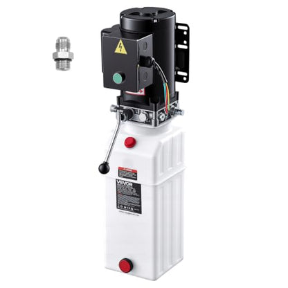 VEVOR 10 Quart Hydraulic Pump, 2.2KW Hydraulic Dump Trailer Pump Single Acting, 3200 PSI Max Relief Pressure, 1.7 GPM Flow Rate, AC220-240V Hydraulic Power Unit Car Lift (Vertical Installation) - size: 6 Quart, style: Single Acting