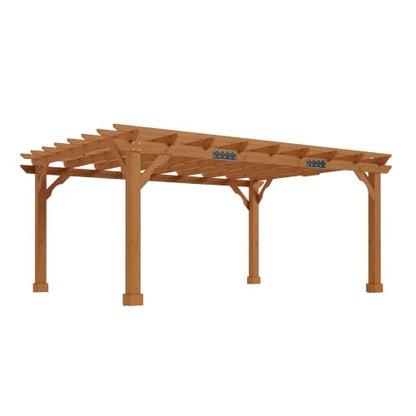 Jocisland 12x14 FT Premium Cedar Wood Pergola with Stakes & Trellis Roof - size: 12x14 FT