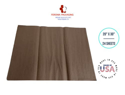Chocolate Tissue Paper Squares, Bulk 24 Sheets, Premium Gift Wrap and Art Supplies for Birthdays, Holidays, or Presents by Feronia packaging, Large 20 Inch x 30 Inch - color: Chocolate