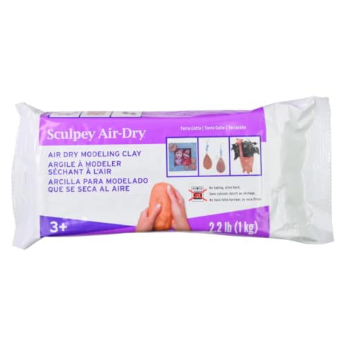Sculpey Air-Dry, Premium Air Dry Clay, Terra Cotta, No Baking Required, 2.2 lb. (1 kg), Pack of 3, 6.6 lbs. Total - color: Terra Cotta, 3-Pack
