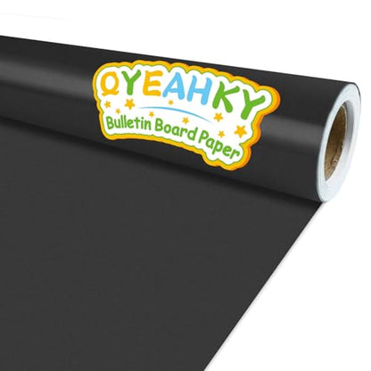 Black Bulletin Board Paper Roll - Fade Resistant Background for Classroom, Home Wall, Education Decoration - Poster Art Craft Supplies 17.7in x 20ft - style: Black