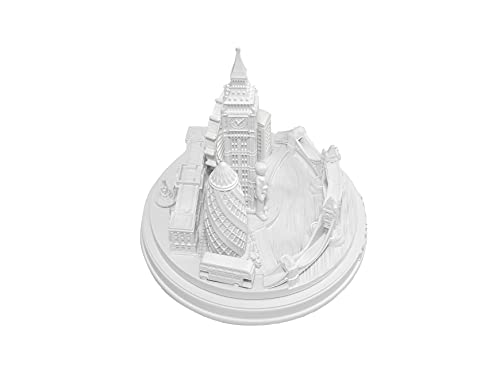 London City Skyline 3D Model Round Matte White 5 1/2 inches