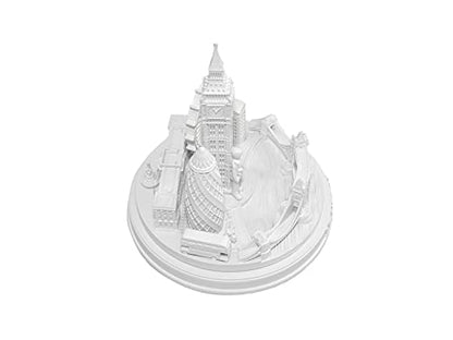 London City Skyline 3D Model Round Matte White 5 1/2 inches