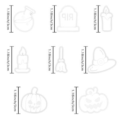 Xaekicr Halloween Polymer Clay Cutters Set – 8pcs Halloween Clay Cutters for Polymer Clay Jewelry, Clay Earring Cutters and Molds – Pumpkin, Tombstone, Witch Hat Clay Tools for DIY Crafts - color: C color