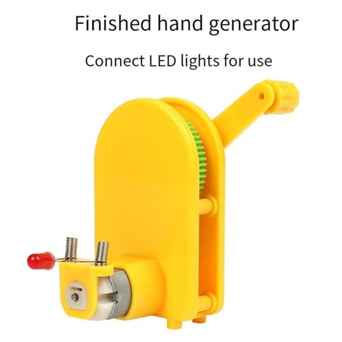 caralei Portable Hand Cranked Power Generator Handheld Crank Generator Science Experiments STEM Building Toy for Student Teen ABS Plastic, Yellow