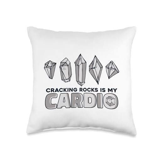 Best Rocks And Minerals Kit Guide Collection Gifts Cracking Rocks is My Cardio Geologist Mineral Collector Throw Pillow, 16x16, Multicolor - size: 16x16