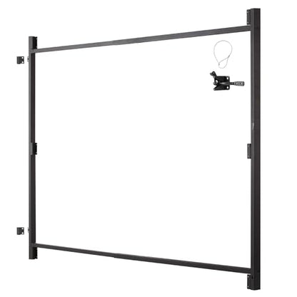 VEVOR Gate Building Kit, Fits 60 to 96 in Wide Openings, Up from 6 to 7 ft High Fence, Adjustable Gate Building Kit, Anti Sag Full Gate Frame Kit with Latch Lock, Screw, for Wooden Fence, Iron, Black - size: 60"-96" wide openings, 6'-7' high