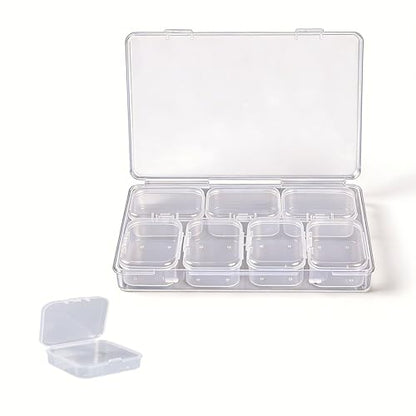 Bead Organizer Box 8-Piece Small Beads Storage Cases and Plastic Container with Hinged Lids Containers for Jewelry Making, Bracelet Crafts and DIY Projects - size: 7pcs