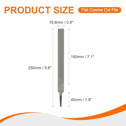 HARFINGTON Flat Coarse Cut File 8" Double Cut Teeth High Carbon Steel Hand Rasp File without Handle for Metal Wood Deburring Removing - size: 8", style: Coarse