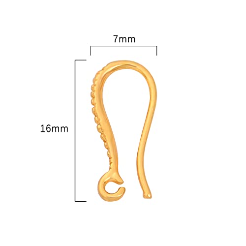 BEADIA 18K Gold Plated Earring Hooks 7x16mm 20pcs for Jewelry Making Findings - size: Hooks 7x16mm