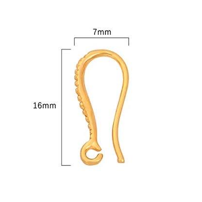 BEADIA 18K Gold Plated Earring Hooks 7x16mm 20pcs for Jewelry Making Findings - size: Hooks 7x16mm