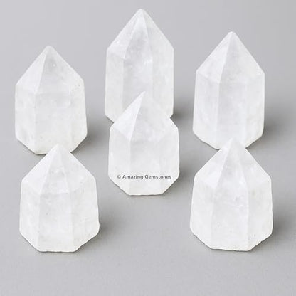 Amazing Gemstone Apophyllite Crystals and Healing Stones Mineral Specimen Set of 6 - Premium Semi Precious Gem Stones - Healing Crystals Geodes Clusters for Meditation, Chakra Balance (S) - color: Apophyllite Points, size: Small