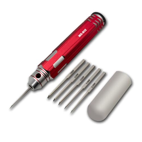 ANSAI Model Scriber with 5 Blades for Modeling Hobby Resin GK Carved Scribe line Cutting Tool Chisel + Rubber Cap Blades with Laser Mark