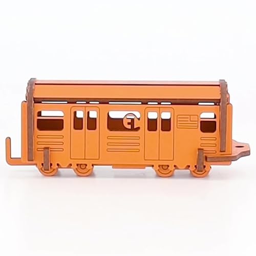 Little & Wood: Woodlet: Medium - NYC Subway F Train - Orange, 3D Wooden Kit-Set, City Transportation Puzzle, Easy Assembly, Pop Build Fun, Ages 6+ - style: NYC Subway F Train
