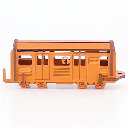 Little & Wood: Woodlet: Medium - NYC Subway F Train - Orange, 3D Wooden Kit-Set, City Transportation Puzzle, Easy Assembly, Pop Build Fun, Ages 6+ - style: NYC Subway F Train