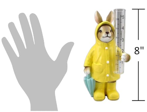 The Bridge Collection Raincoat Bunny Rain Gauge-Cute Rabbit Decor