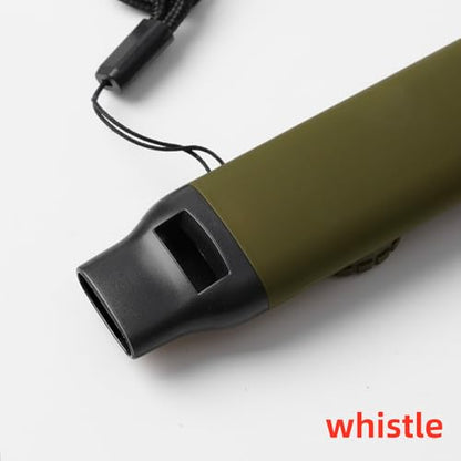 Emergency Survival Safety Whistle，Whistle for Kids with Lanyard,Compass,Thermometer,Ideal for Kayaking, Boating, Hiking, Camping, Climbing - color: Army Green Whistle