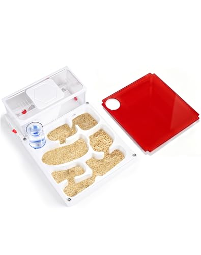 Ant Terrarium Kit, Ant Habitat with Large Viewing Window, 3D Printed Escape Resistant, Red Cover, Water Tower, 3 Expansion Ports and Spacious Foraging Area for Ant Keeping Beginners & Hobbyists