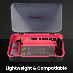 HARDELL Mini Cordless Rotary Tool Kit 129Pcs, Multi-Purpose DIY Craft Tool - color: Pink Pro