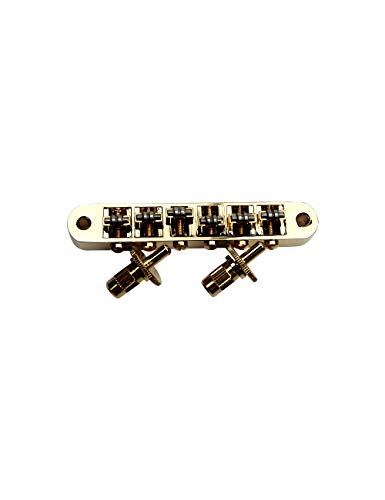 Guyker Guitar Roller Saddle Bridge - Tune-O-Matic Bridges with Post Hole 4.2mm Replacement Compatible with Gibson Les Paul LP SG 6 String Electric Guitar BM015 (Golden) - color: Golden