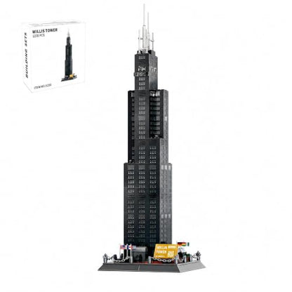 Willis Tower Chicago Architecture Building Block Set 1235 Pcs Famous City Skyline Landmark Model Kit Tall Skyscraper Construction Toy for Adults & Teens Home Office Desk Decor Display Gift - style: Chicago Willis Tower