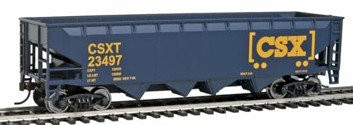 Walthers Trainline Offset Hopper-Ready to Run-CSX Transportation (Blue, Yellow; Boxcar Logo) 931-1425 HO Scale Model Railroad - Freight Model - style: Offset Hopper