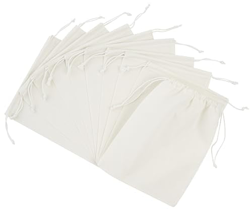 PALTERWEAR 100% Cotton Drawstring Bags 10‑Pack 8x10 Lightweight 70 GSM Muslin Pouch Set | Reusable Gift, Craft, Pantry, Travel Storage | Double Drawstring (Natural Beige, 8 x 10 Inches) - size: 8 x 10 Inches