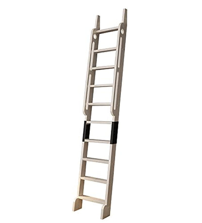 DIYHD 120" Solid Knotty Pine Wood Sliding Library Ladder with Handrails - color: Niu#2, size: Height 120"