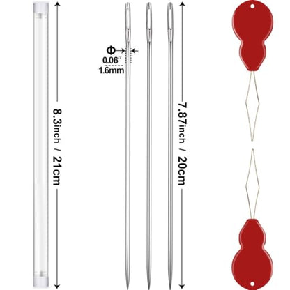 8 Inch Upholstery Hand Embroidery Needles with Storage Tube8 inch/3PCS Upholstery Needles for Hand Embroidery Tapestry with Storage Tube Stitching and Crafting - color: 8inch-3Pcs