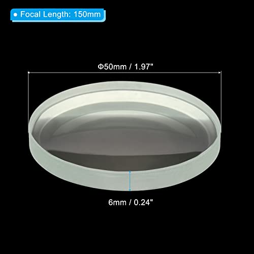 PATIKIL 6" (150mm) Focal Length Double Concave Lens, 2 Pack 50mm Diameter 6mm Height Glass Optically Polished Round Edges Lens for Physics Experiment, Clear - size: 15cm