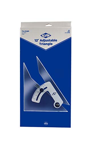 ALVIN Tru-Angle Adjustable Drafting Triangle Made of High Impact Acrylic 12" Model 120C with Aluminum Thumbscrew - Includes Nylon Storage Case - 12 Inches - size: 12", style: Without Inking Edge