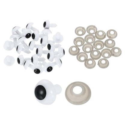 uxcell 50 Pcs Safety Eyes for Crocheting, 12mm Plastic Crochet Eyes Round Craft Eye with Washers for DIY Arts Crafts Stuffed Animals Bears Making, White - size: 12mm
