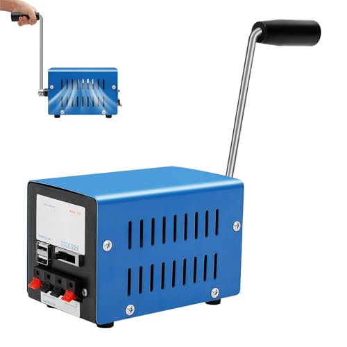 20W Portable Hand Crank Generator, Manual Emergency Power Supply with USB Output, Compact Metal Dynamo for Phone Charging, Field Operations, Camping, Off-Grid, Survival Kit