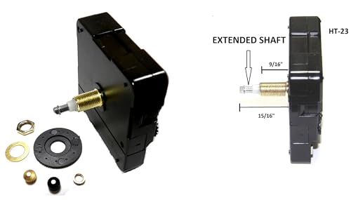 Clock Parts High Torque Clock Movement (Silent Sweep) Extended Shaft with 9/16" Threaded Shaft and 14 in. Long Balanced Black Fancy Sword Hands (No7), Clock Movements, Large Wall Clock, Non Ticking,